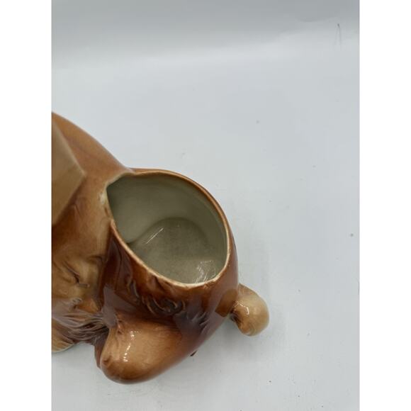 Vintage Cocker Spaniel Puppy Dog Ceramic Planter Brown Tan Glazed Pottery 8” - Picture 6 of 9